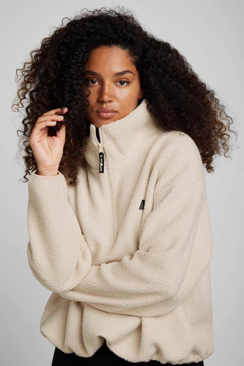 The North Face Cropped 1/4 Zip Sherpa Fleece In Khaki Exclusive At ASOS- Green for Women
