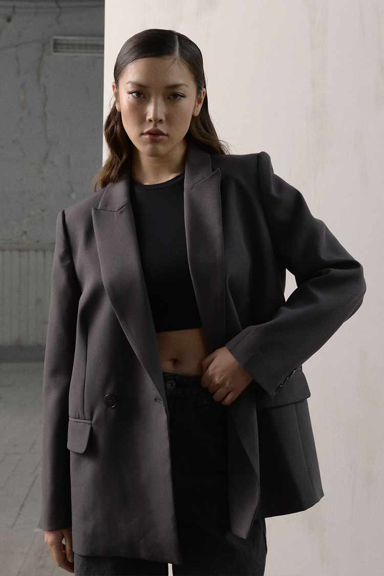 EVE Structured Oversized Blazer Charcoal
