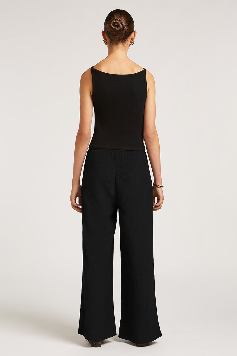 FREYA Ribbed Tank Top Black