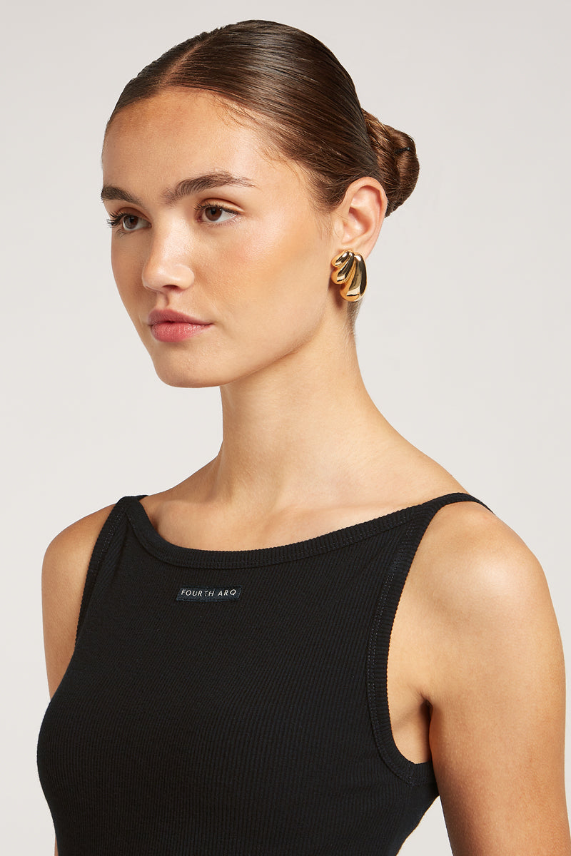 FREYA Ribbed Tank Top Black