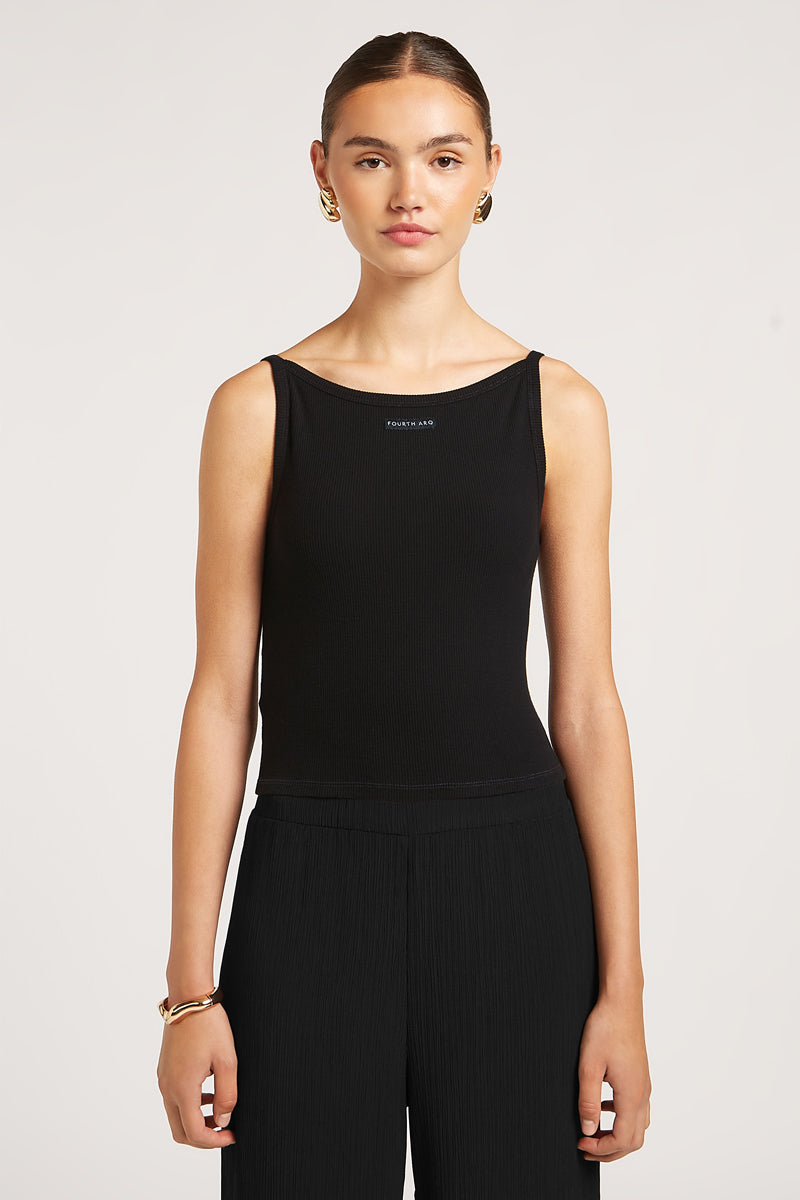FREYA Ribbed Tank Top Black