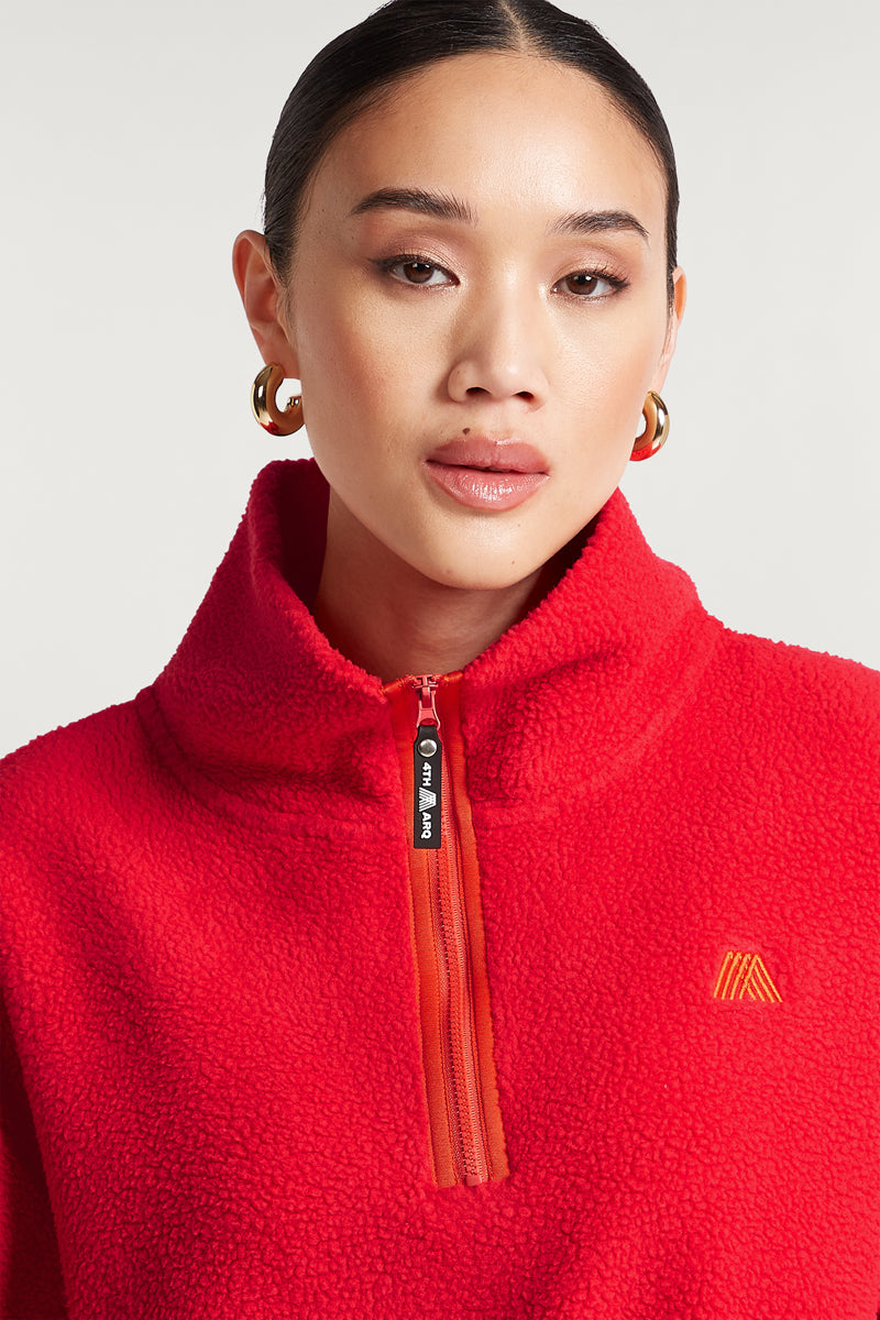 MADDOX Fleece Half-Zip Strawberry