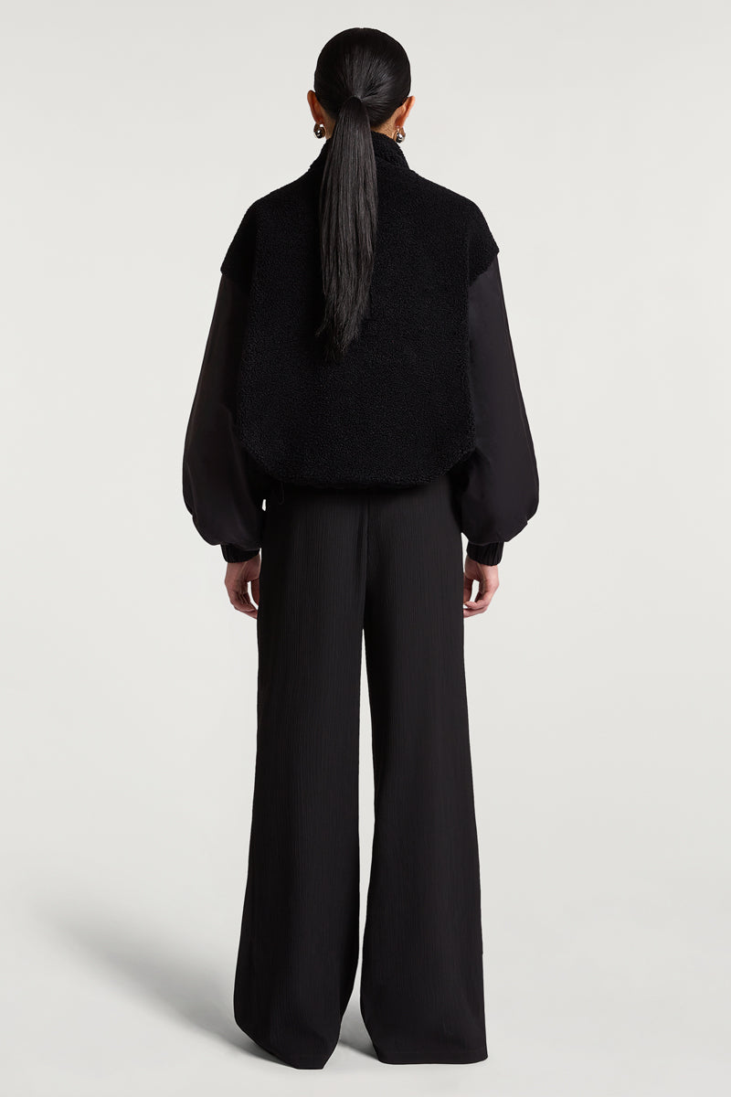 SIERRA Fleece Woven Jacket Black
