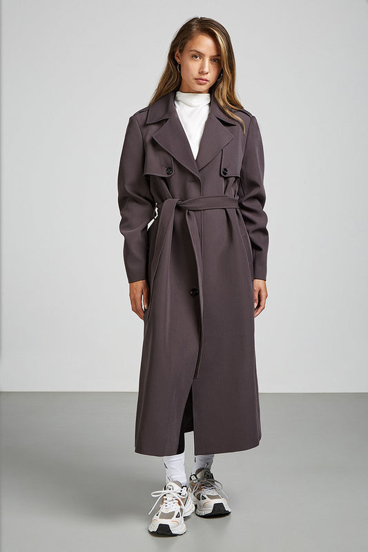 AIKO Trench Coat Charcoal