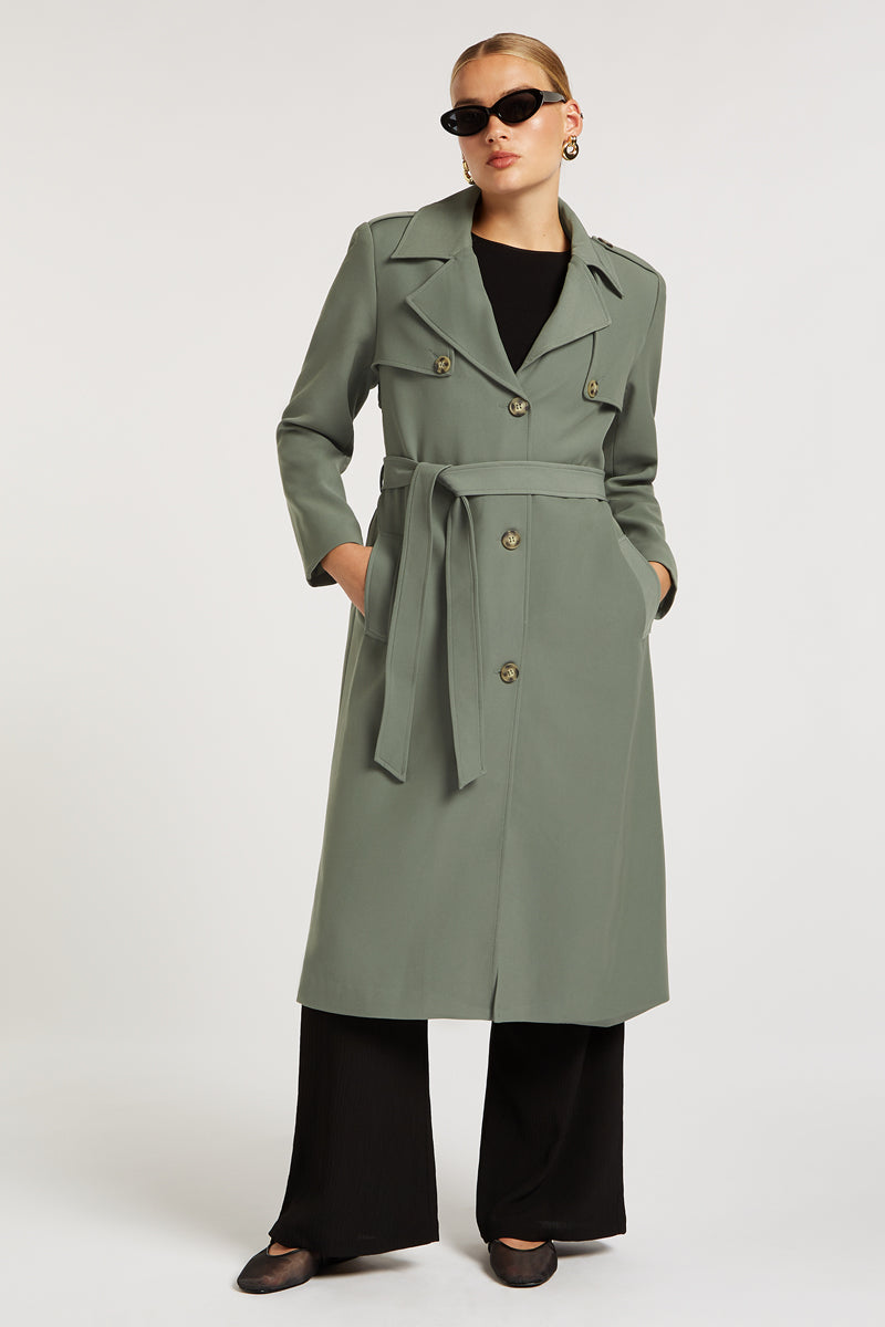 AIKO Trench Coat Sage