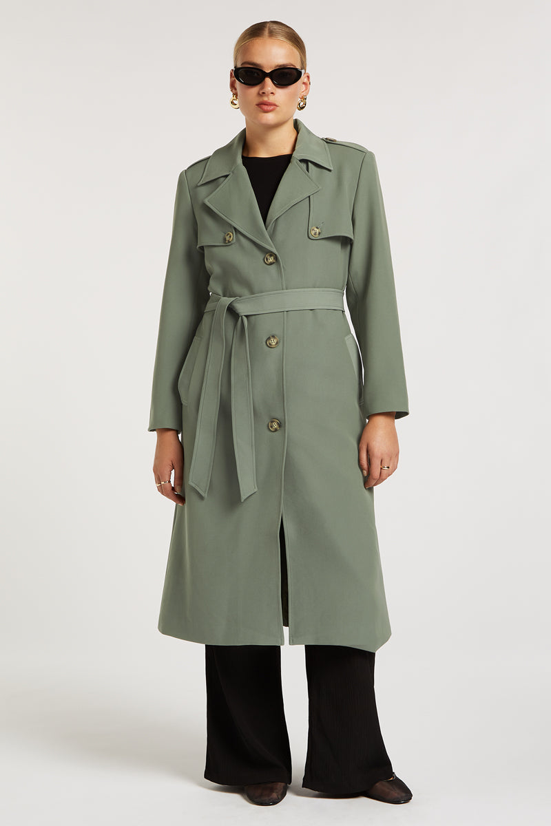AIKO Trench Coat Sage