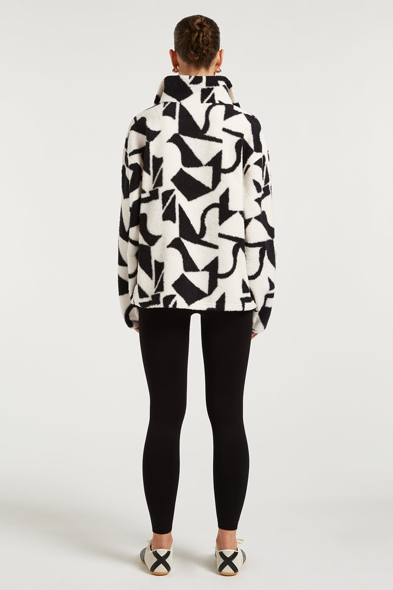 ALIX Half-Zip Geo Print Black | 4TH ARQ