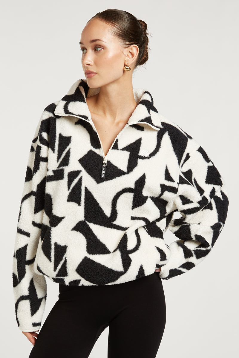 ALIX Half-Zip Geo Print Black | 4TH ARQ