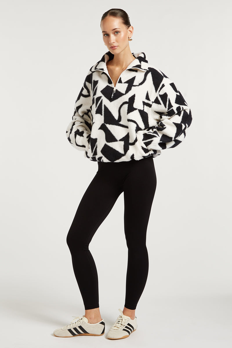 ALIX Half-Zip Geo Print Black