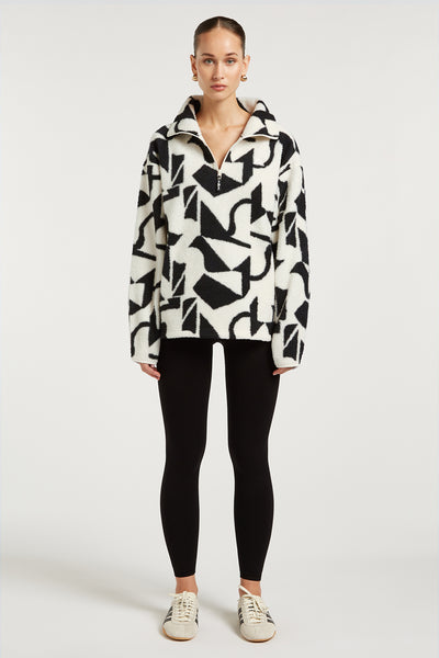 ALIX Half-Zip Geo Print Black | 4TH ARQ