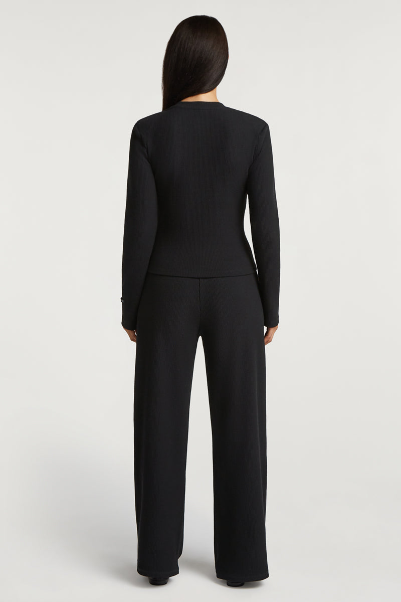 ALMA Ribbed Cardigan Black