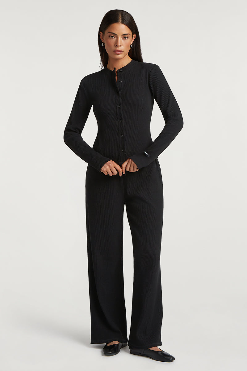 ALMA Ribbed Cardigan Black