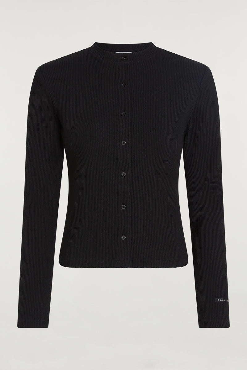 ALMA Ribbed Cardigan Black