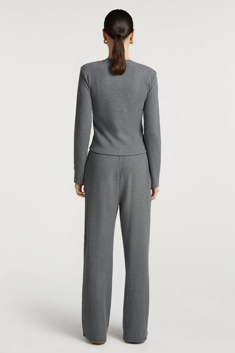 ALMA Ribbed Cardigan Grey