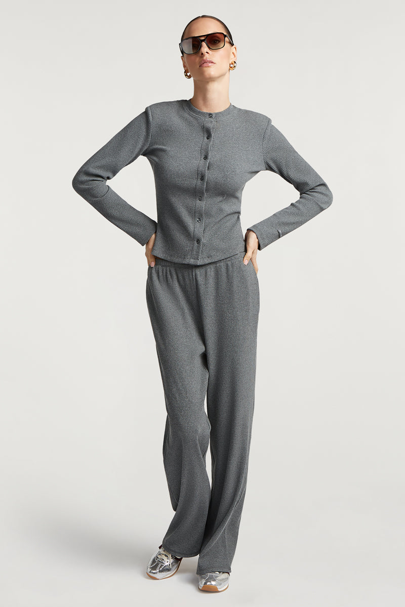 ALMA Ribbed Cardigan Grey