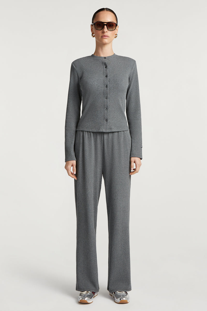 ALMA Ribbed Cardigan Grey