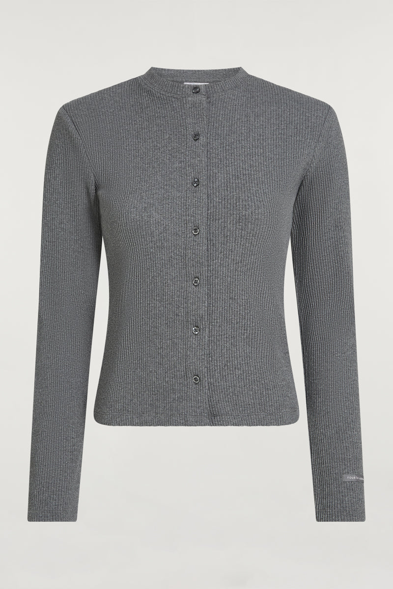 ALMA Ribbed Cardigan Grey