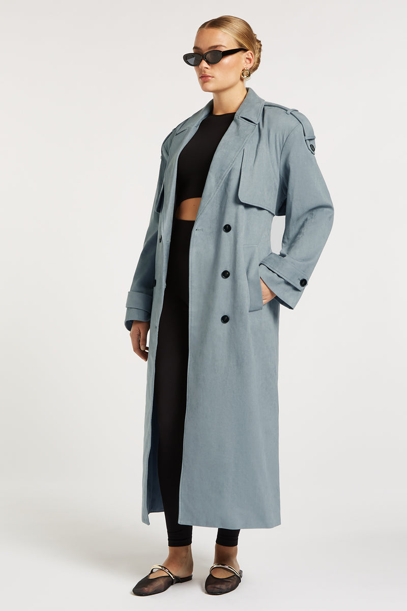 BODHI Trench Coat - Smoky Blue | 4TH ARQ