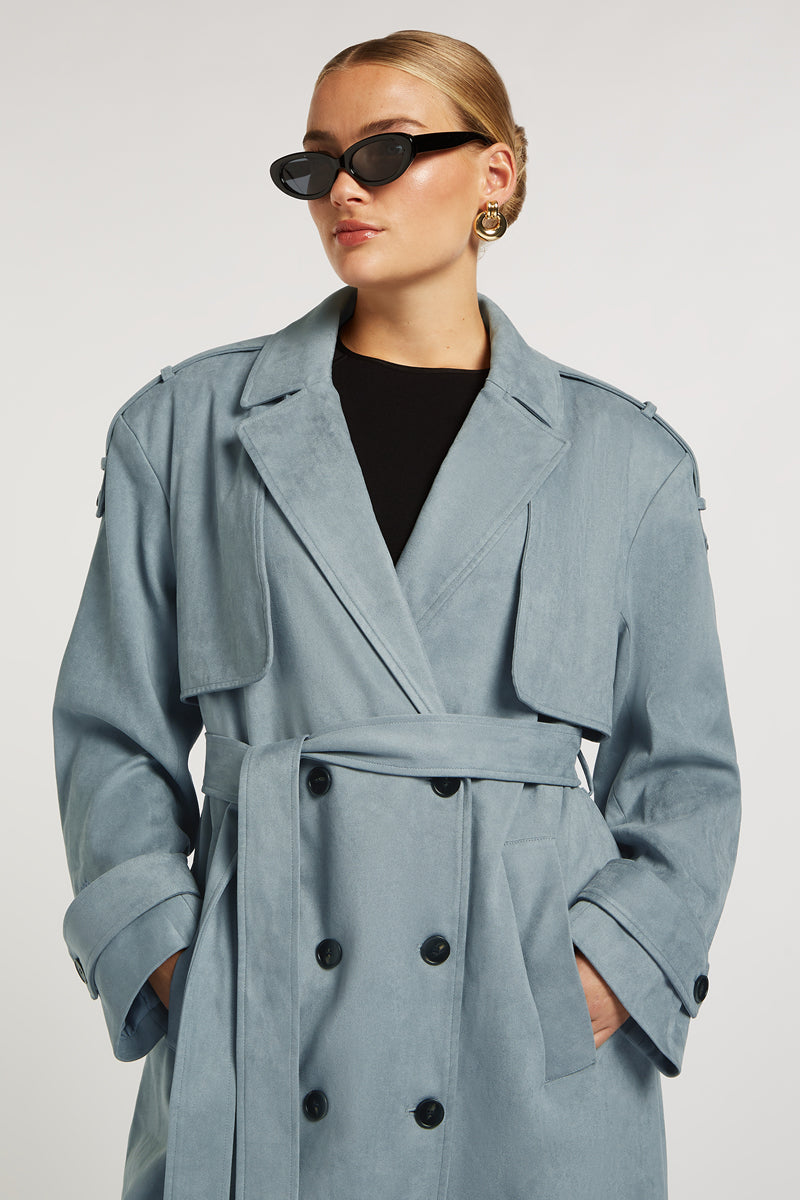 BODHI Trench Coat - Smoky Blue | 4TH ARQ