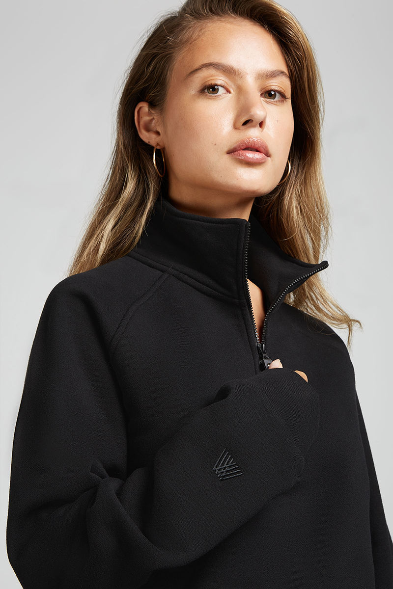 CASEY Cotton HalfZip Black 4TH ARQ