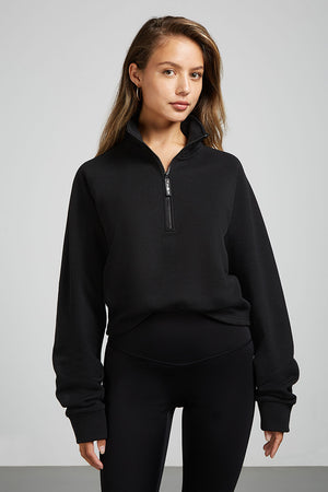 CASEY Cotton Half-Zip Black – 4TH ARQ