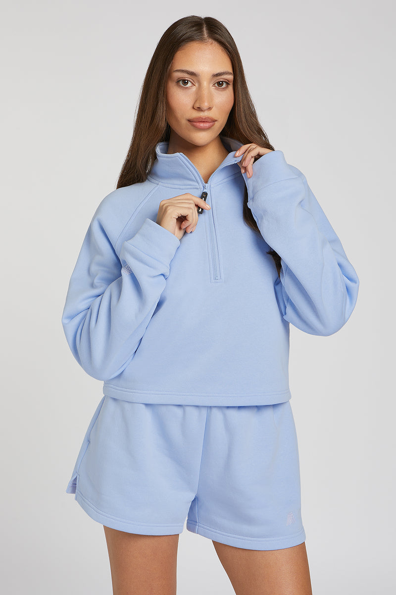 CASEY Cotton Half-Zip Sky Blue