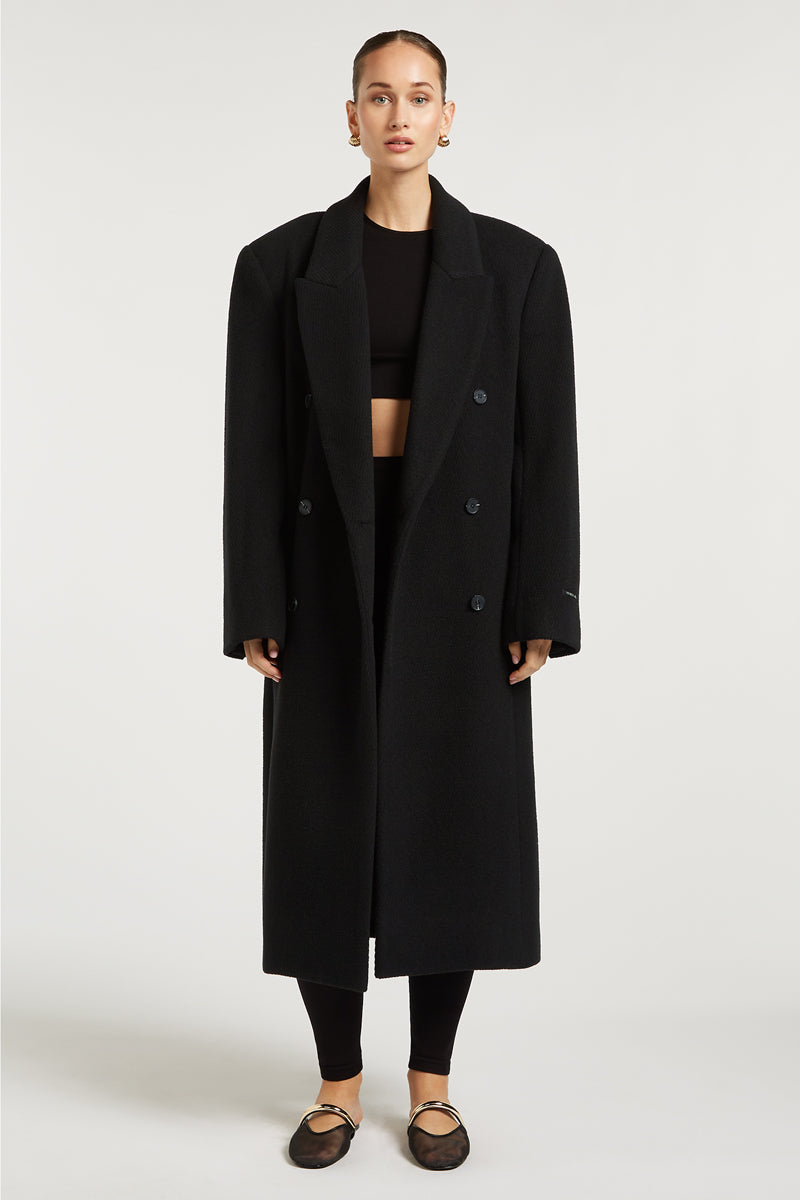 CHARLIE Wool Overcoat Black
