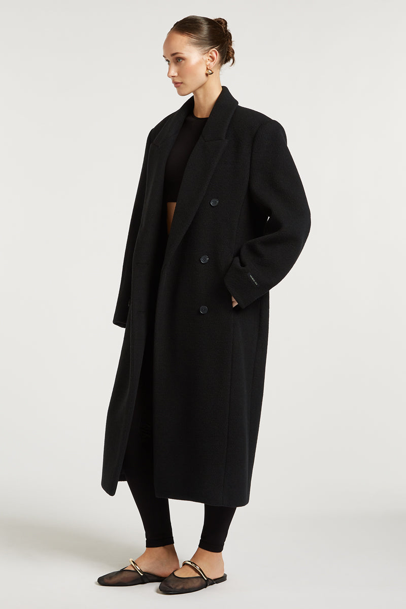 CHARLIE Wool Overcoat Black