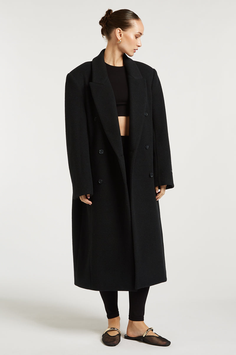 CHARLIE Wool Overcoat Black