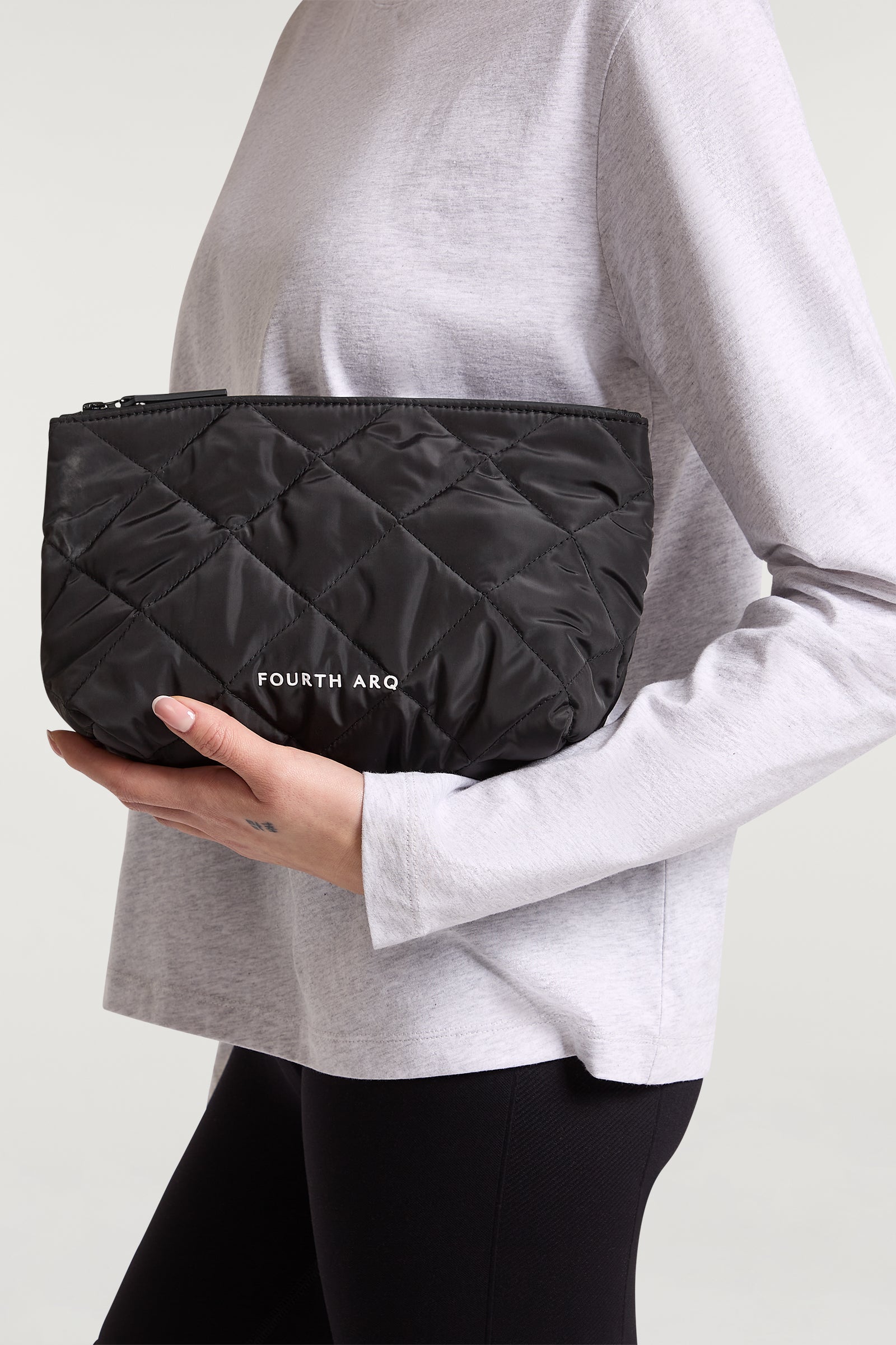 Diamond Quilted Cosmetic Bag Black