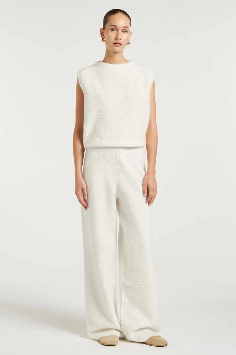 COCO Boucle Knit Joggers Cream