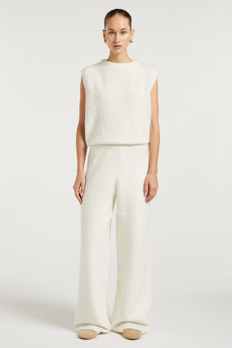 COCO Boucle Knit Joggers Cream