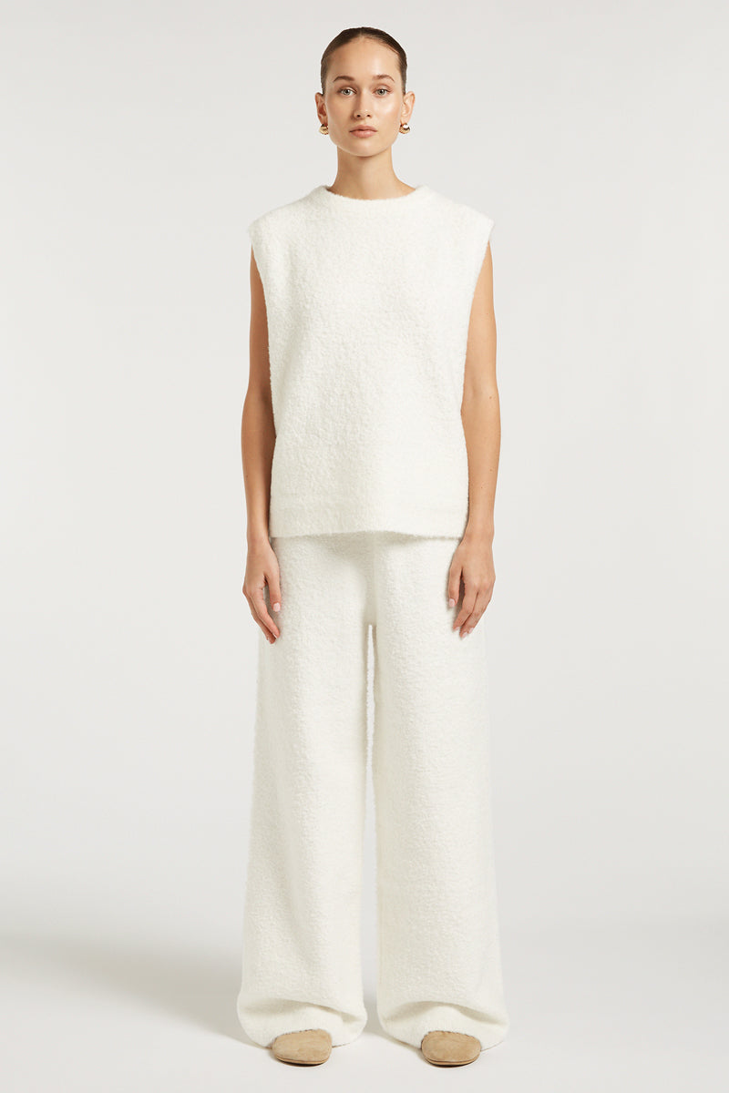 COCO Boucle Knit Joggers Cream