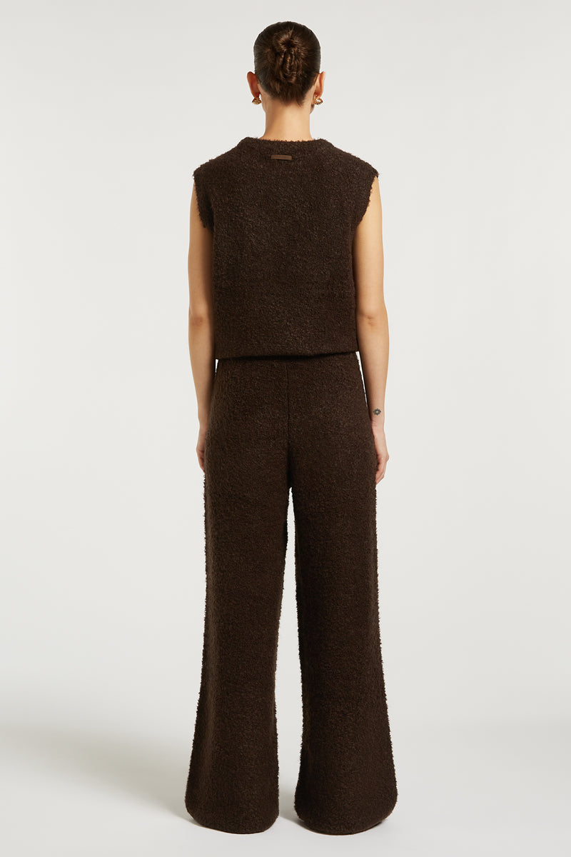 COCO Boucle Knit Joggers Dark Chocolate