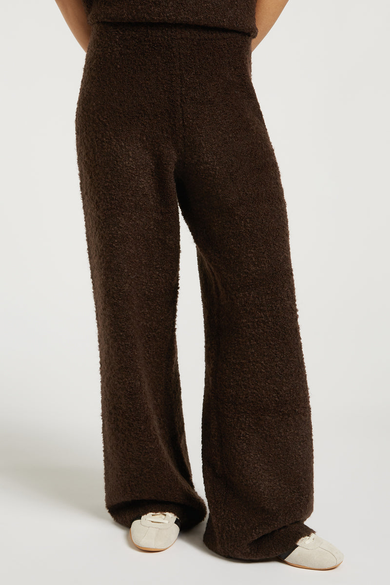 COCO Boucle Knit Joggers Dark Chocolate