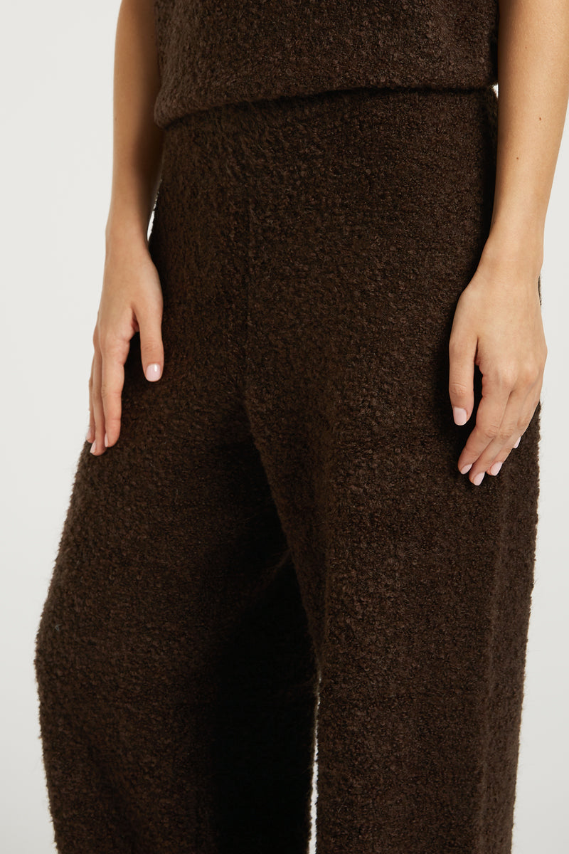 COCO Boucle Knit Joggers Dark Chocolate