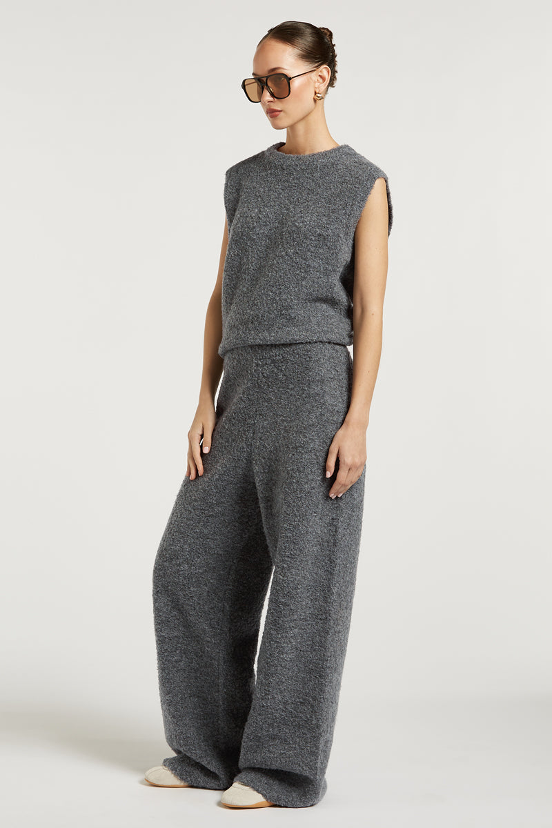 COCO Boucle Knit Joggers Grey