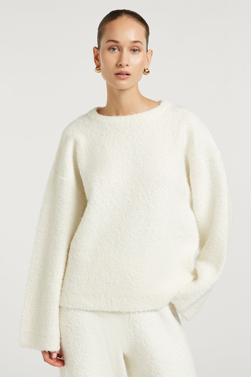 COCO Boucle Knit Sweater Cream