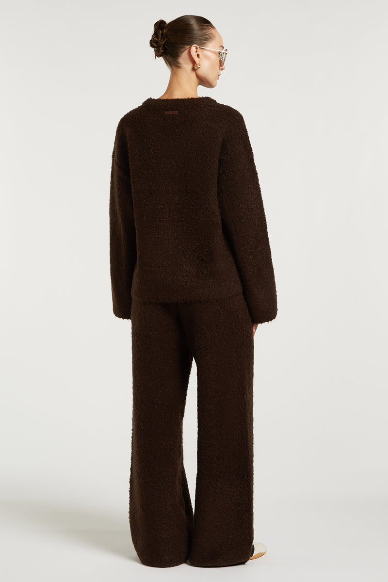COCO Boucle Knit Sweater Dark Chocolate