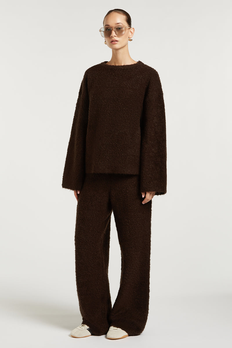 COCO Boucle Knit Sweater Dark Chocolate