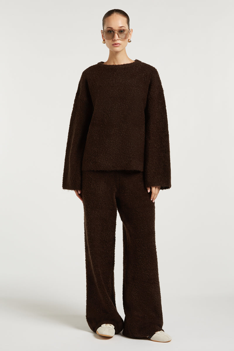 COCO Boucle Knit Sweater Dark Chocolate