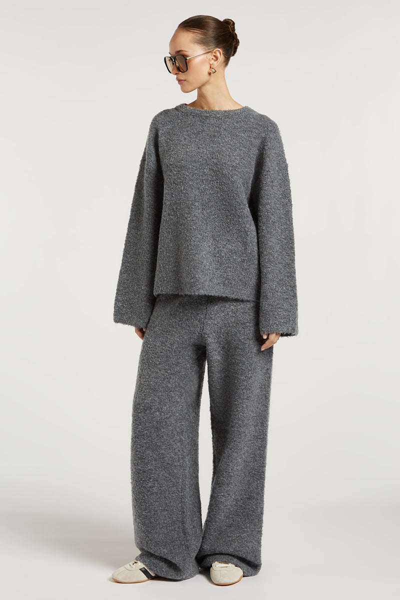 COCO Boucle Knit Sweater Grey