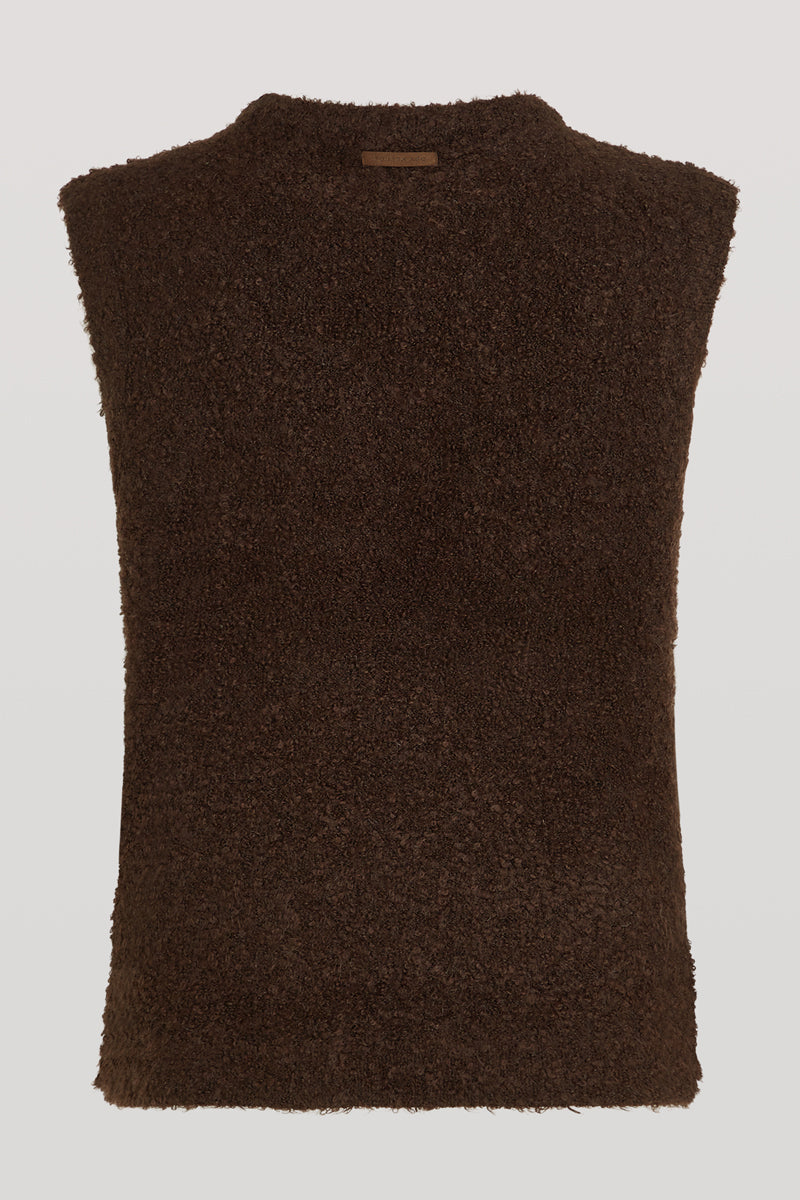 COCO Boucle Knit Vest Dark Chocolate
