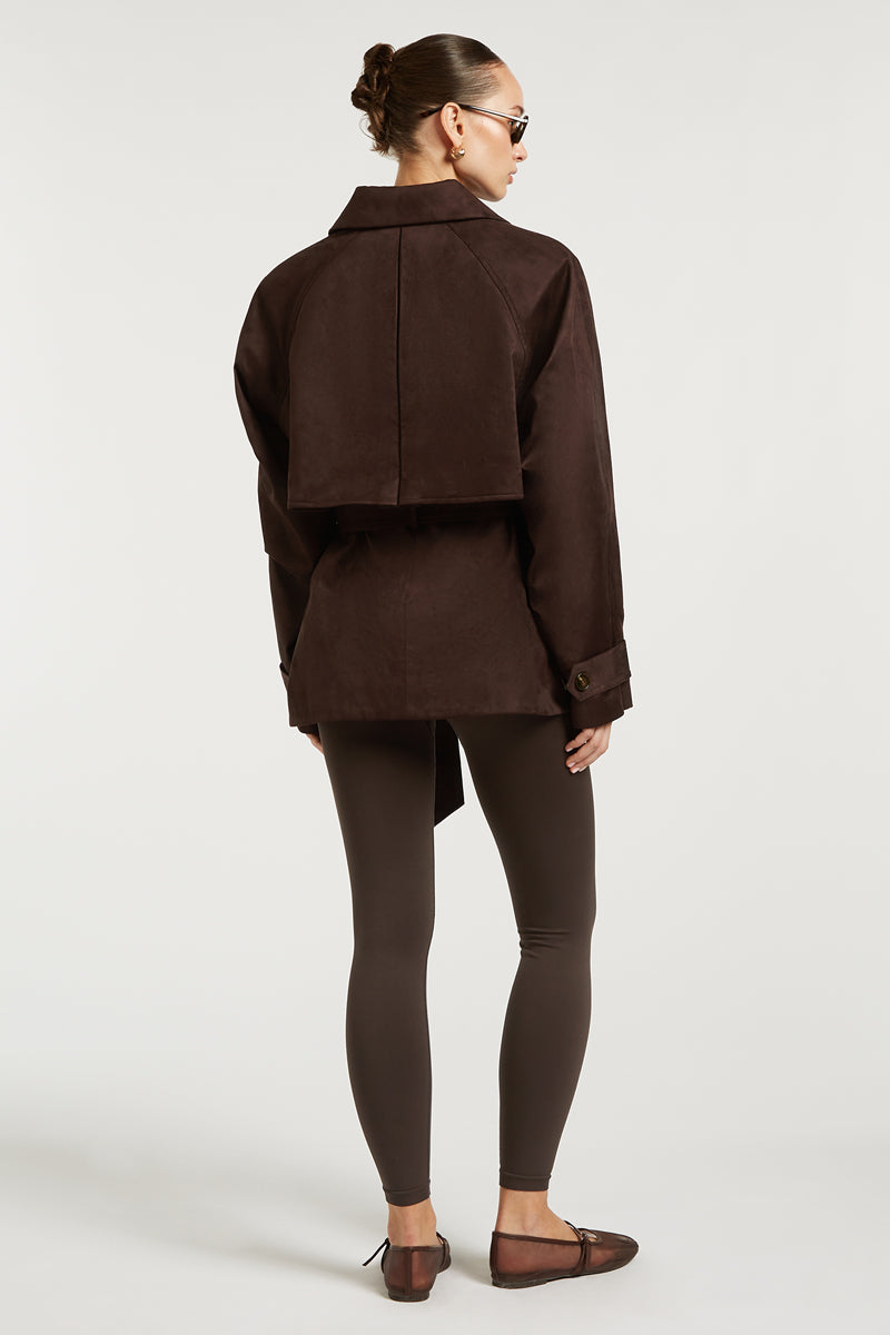 DEMI Suede Trench Dark Chocolate