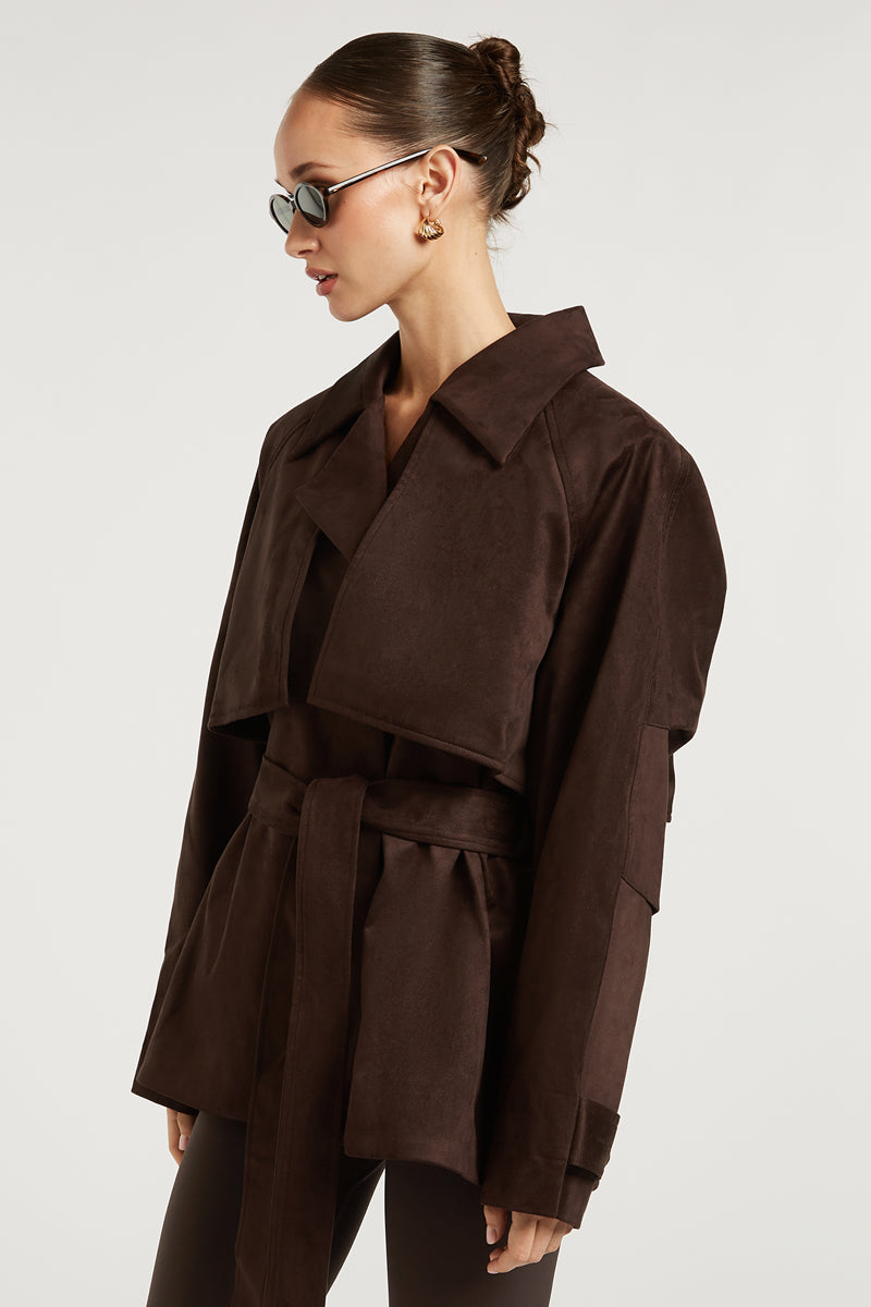 DEMI Suede Trench Dark Chocolate