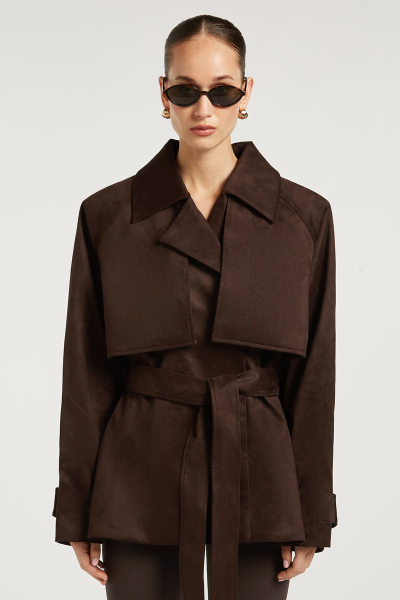 DEMI Suede Trench Dark Chocolate