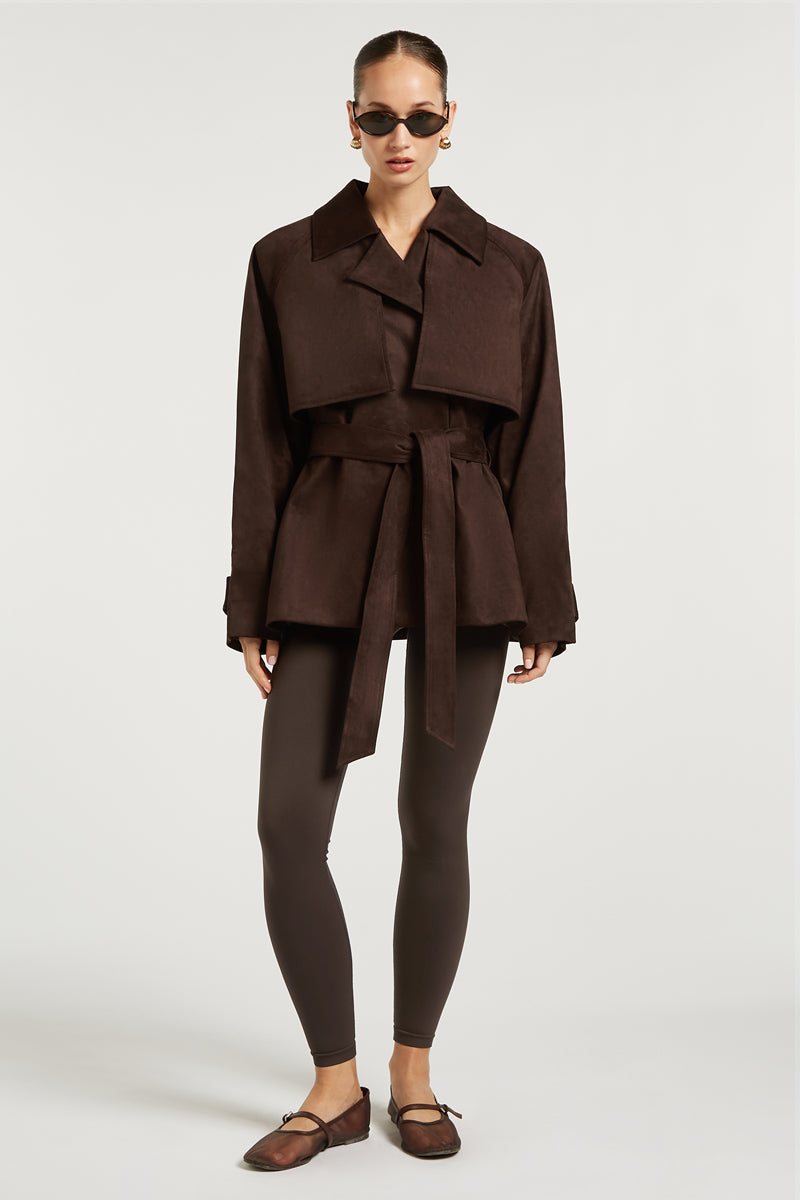 DEMI Suede Trench Dark Chocolate