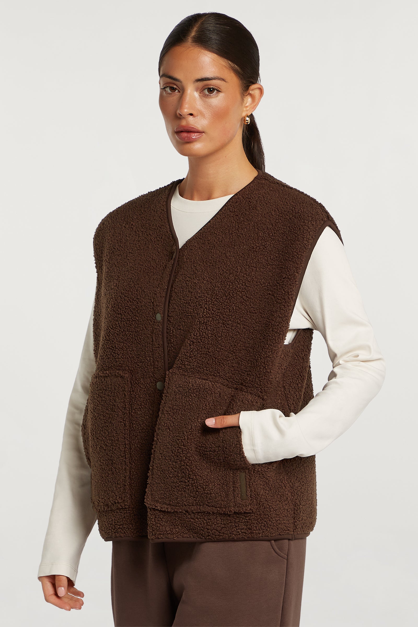 EMMY Borg Fleece Gilet Cacao