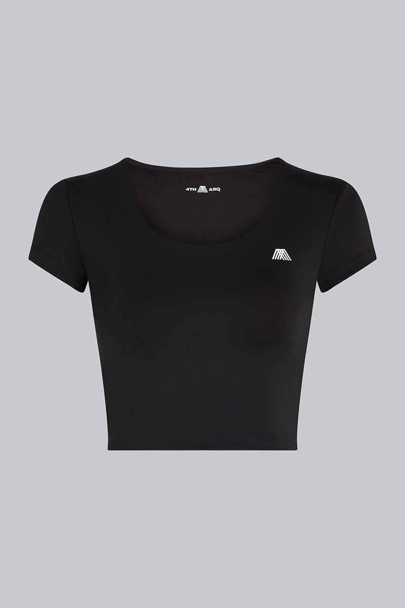 KAIA Short Sleeve Bralette Top Black