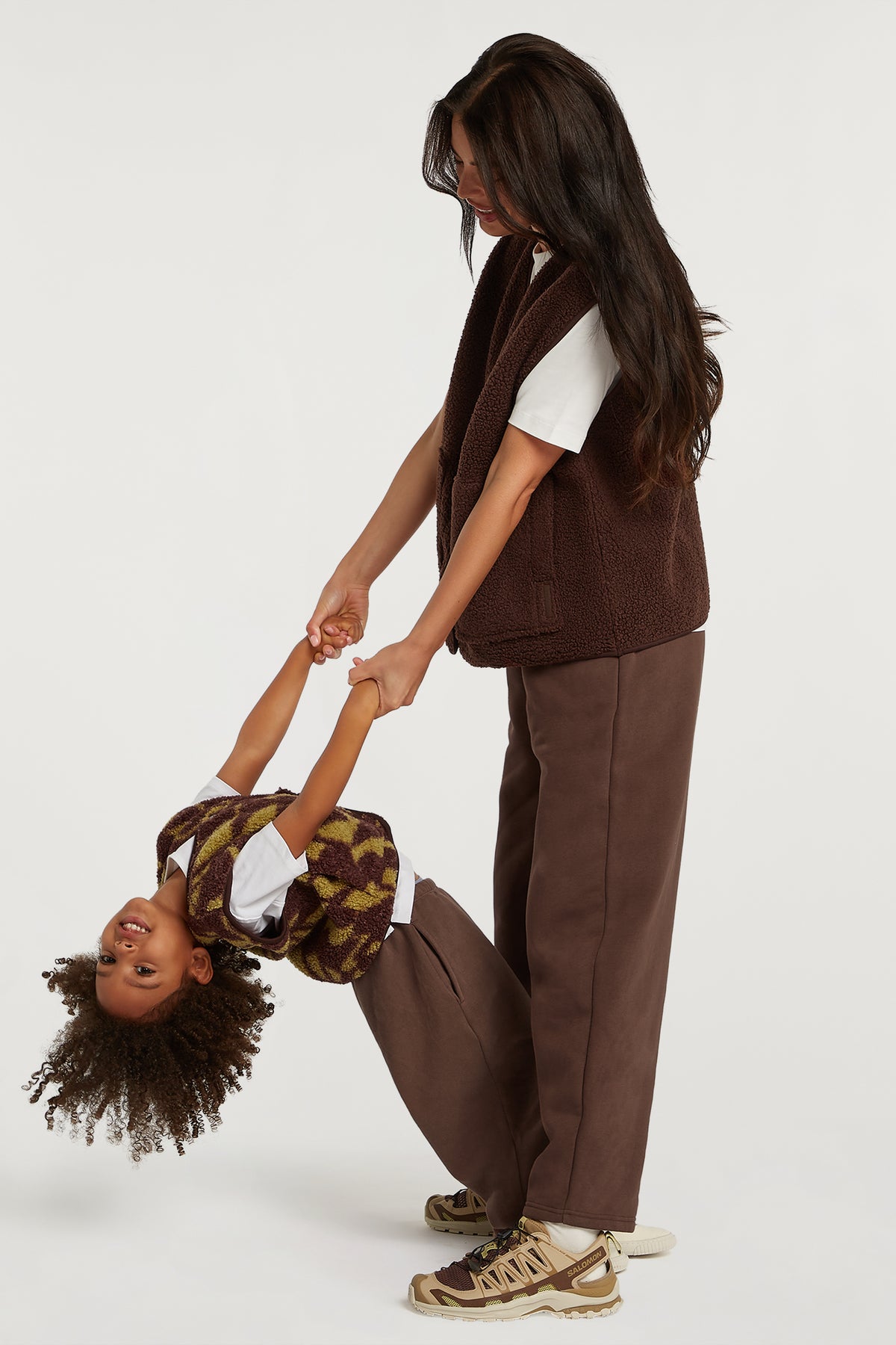 KIDS Fleece Gilet Geo Print Cacao